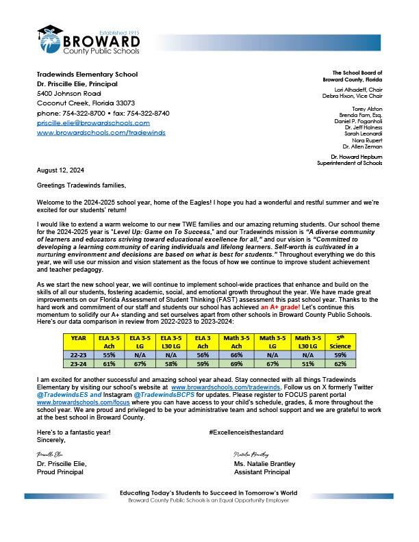 Welcome Back Letter